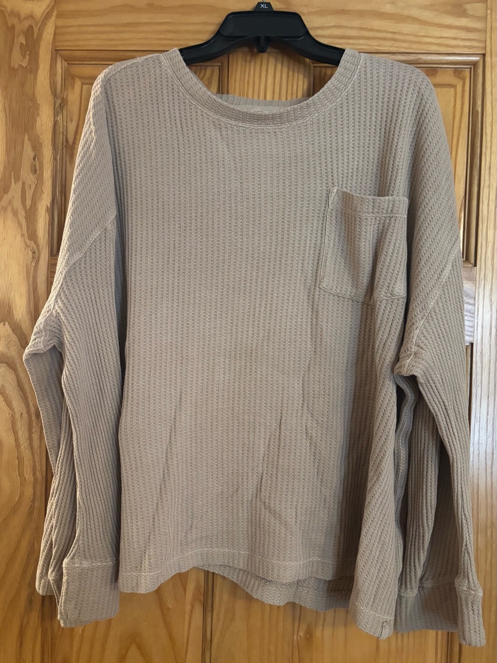 Women’s Free People Long-Sleeve Waffle Knit Pocket Sweater Sz XL NWT